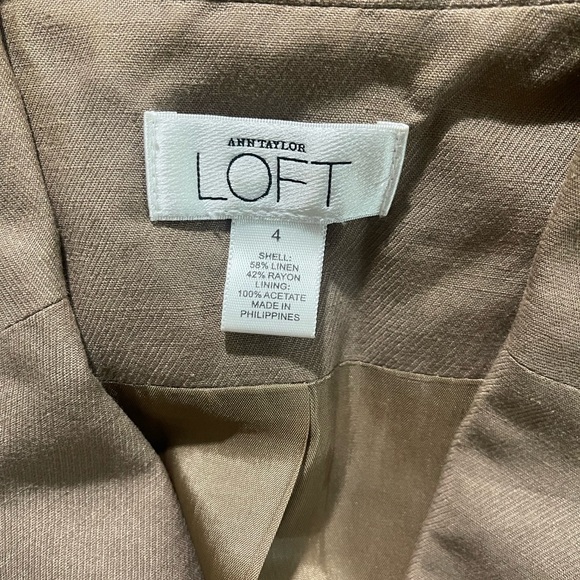 Ann Taylor LOFT Cocoa Brown Short Sleeved Work Office Layer Jacket Blazer Sz 4 - Picture 16 of 16